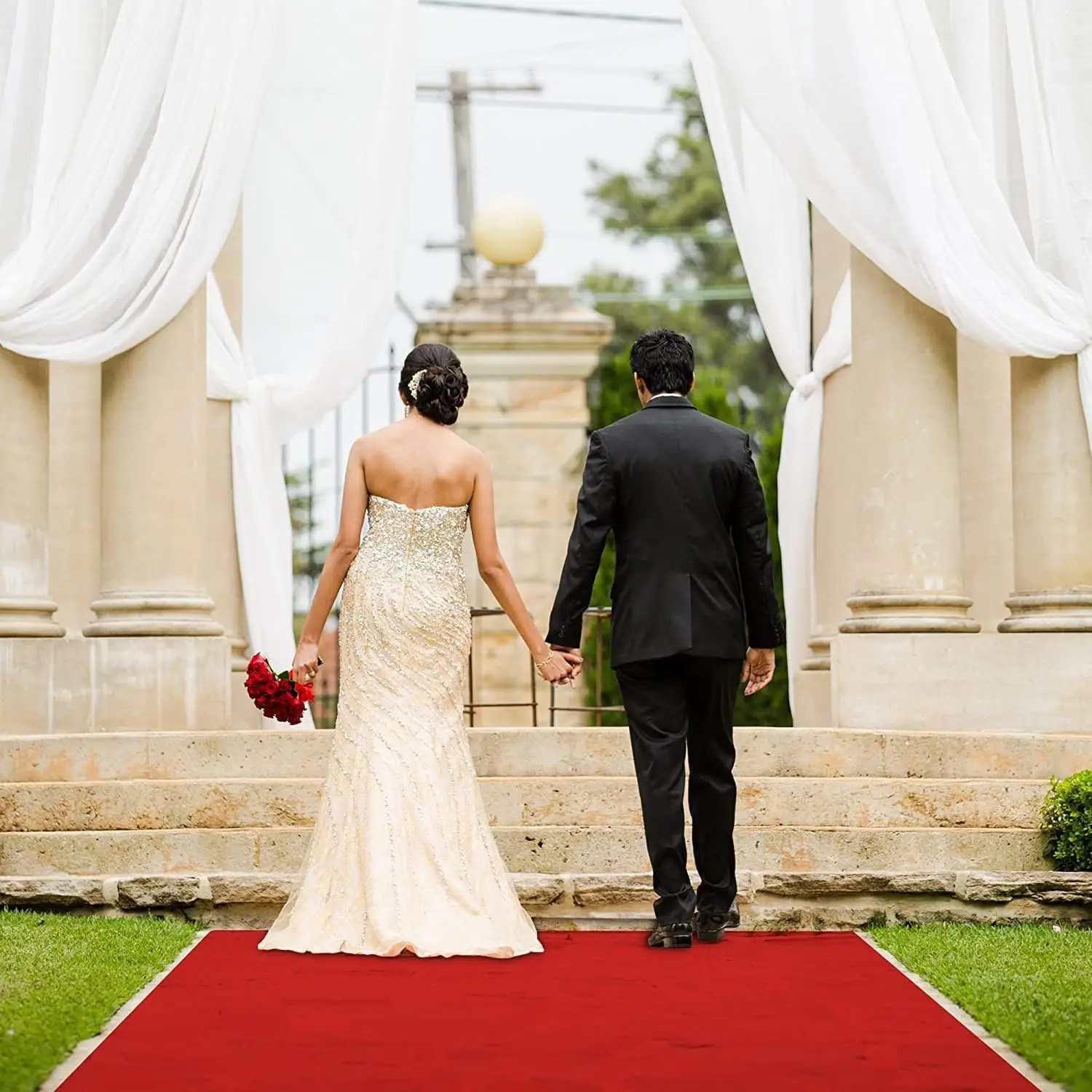 Red Carpet Wedding Stage Stairs Wedding Terrace Exhibition Large Release Conference Outdoor Corridor Running Carpet