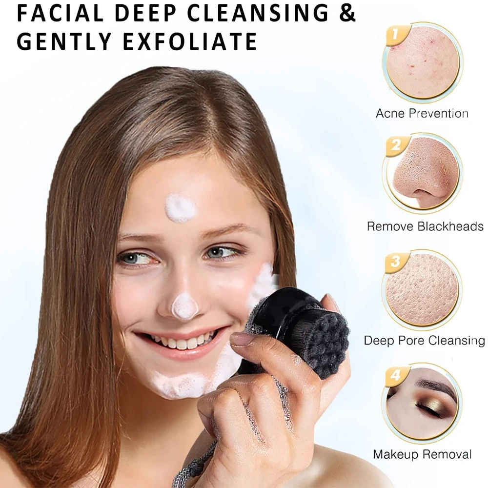Cepillo limpieza facial 2 en 1, 1 cepillo exfoliante limpieza facial con  poro suave ultrafino Limpieza profunda Cepillo limpieza facial doble cara  silicona para masajear, eliminación de maquillaje para el cuidado de