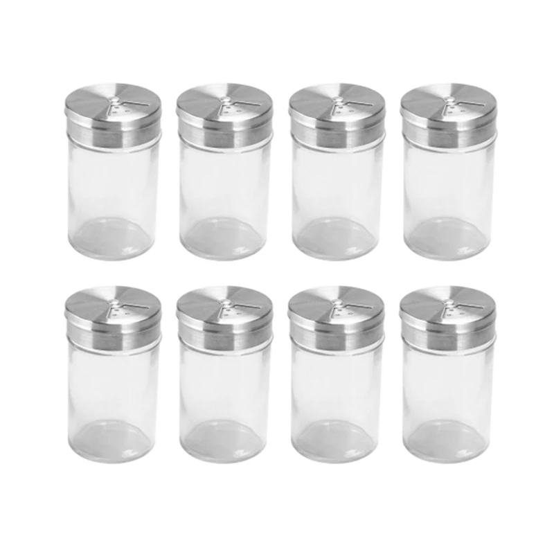 Promotion! 8pcs Glass Seasoning Bottle Seasoning Jar Condiment