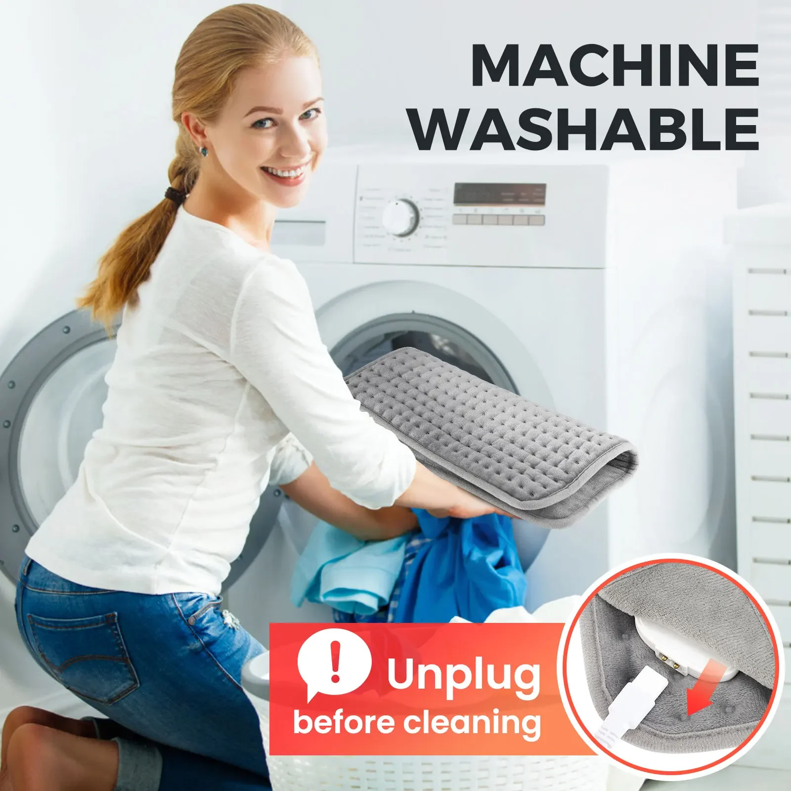 9-gear Electric Foot Heating Pad Portable Winter Soft Plush Washable Foot Warmer 4 Timer Heater Foot Warming Mat for Home Office