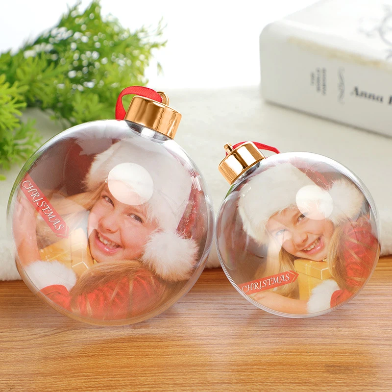 Christmas Decorations 2PCS Transparent Christmas Ball DIY Personal Photo Ball Creative Photo Frame X-mas Tree Hanging Decor Christmas Pendant
