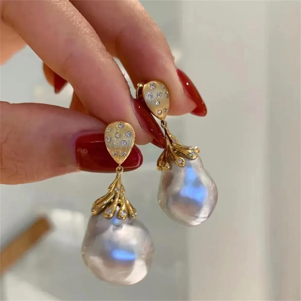

DIY Pearl Earnail Accessories S925 Sterling Silver Jewelry Gold Earrings Women's Empty Fit 8-14mm Beads