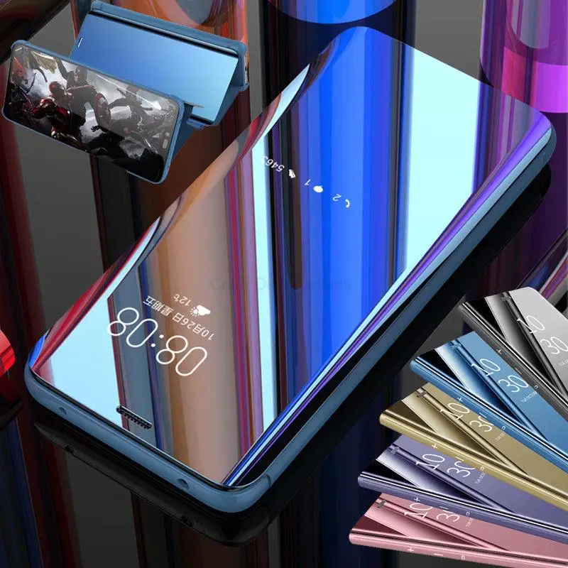 For Apple Iphone 14 Iphone14  Flip Case Mirror Plating Smart View Window Leather Cover For Iphone 14 Shockproof Leather Case