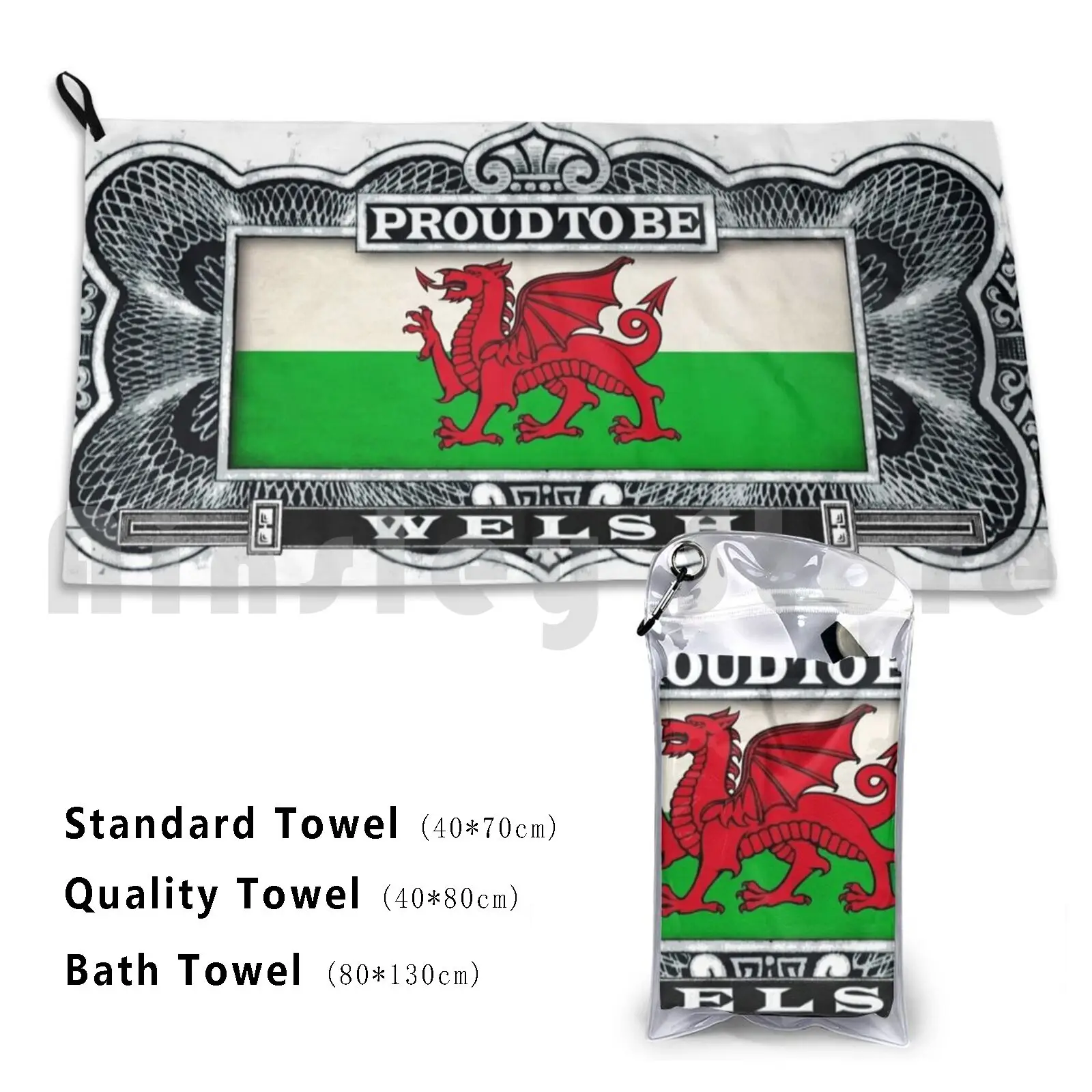 Towel Proud To Be Welsh Hat Heritage Wales Pride Flag Of Cymru Dragon |