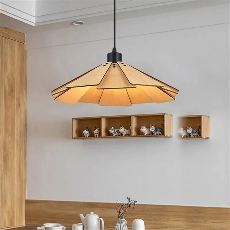 

Straw Hat pendant lamp Kitchen Island Wooden light Creative Dining Table lamp Bedside tearoom small wabi sabi Japanese lamp