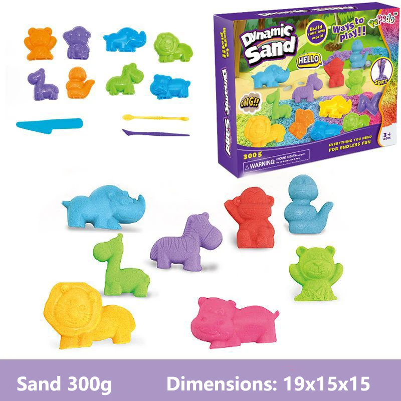 Dynamic Sand Toys Mould Set DIY Indoor Magic Sand Color Mud Plasticine  Color Sand Educational Toy Kit - AliExpress