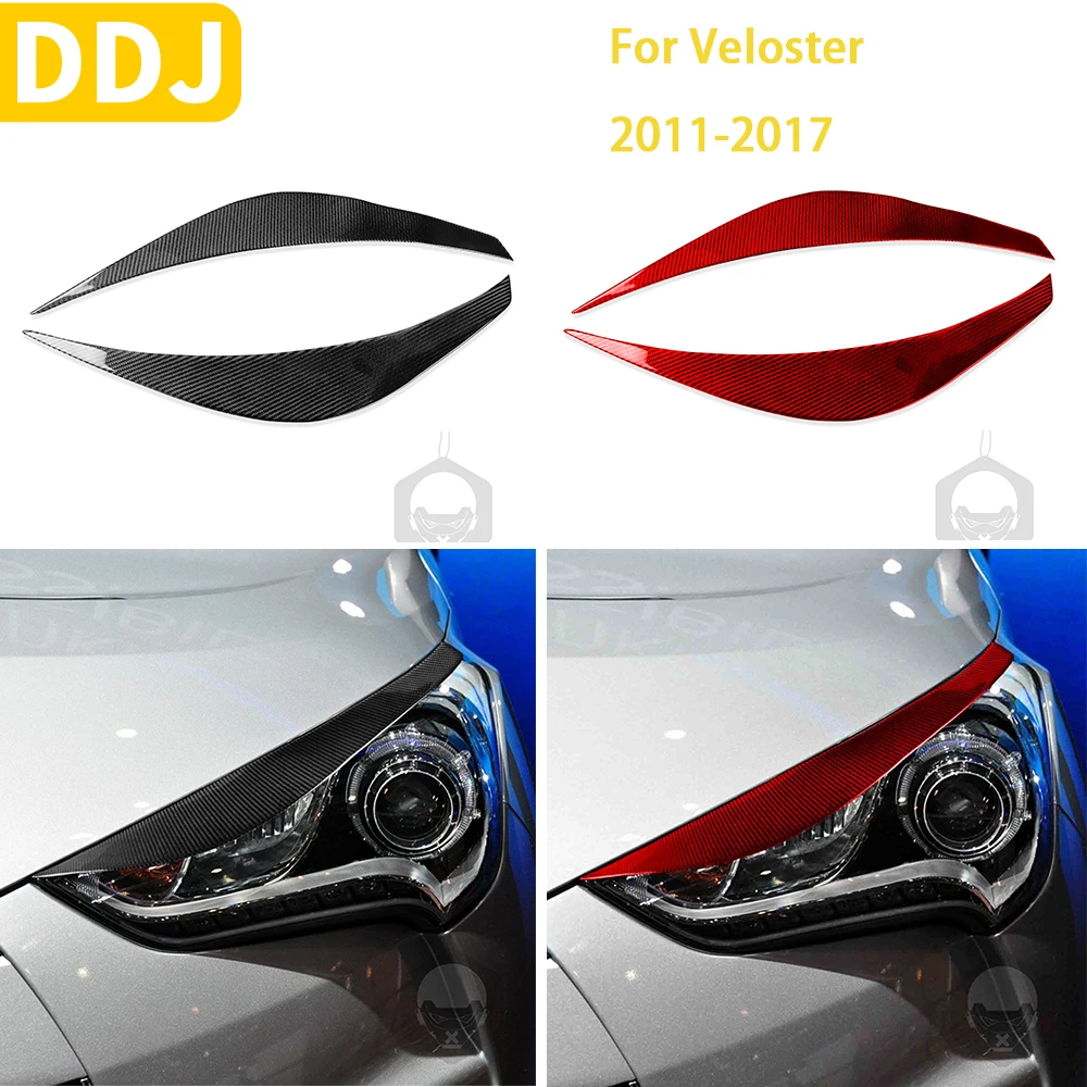

Real Carbon Fiber Headlight Eyebrow Cover Sticker For Veloster 2011-2017 Car Accessories Styling Decoration Lamp