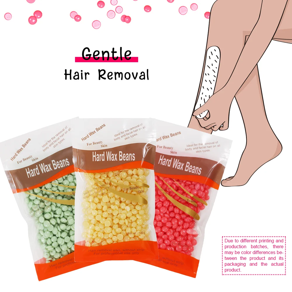 Hair Removal Wax hard wax beans hair removal tool 100g/3.52oz Hot Wax Hair Removal Depilatory Waxing hard Beans for Wax Heater Painless for all Hairs Removal Beans