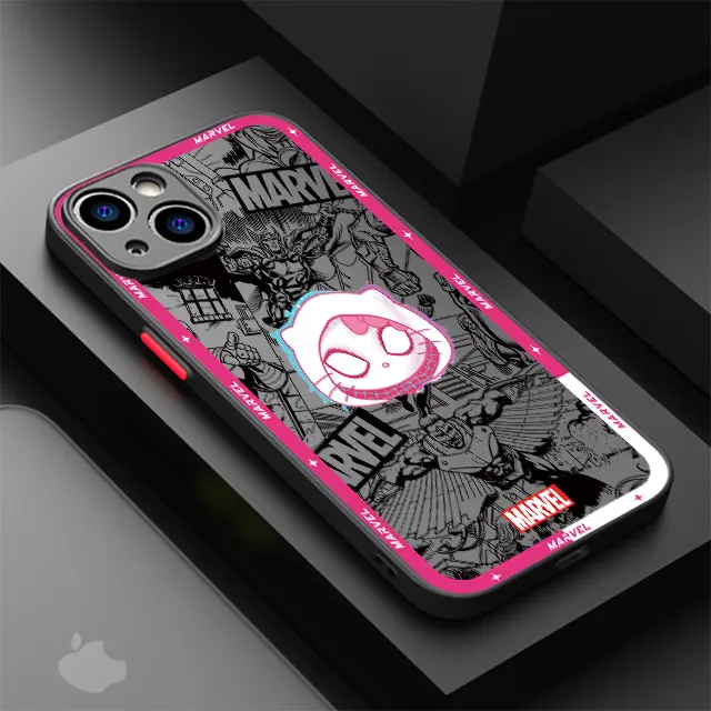 thumbnail image 1 of Funda de teléfono para Apple iPhone 13 Mini 8 Plus 14 Plus 15 Pro Max XR X 12 11 Pro XS Max 7, cubierta mate Marvel Spidermans Hello Kitty, 1 of 5