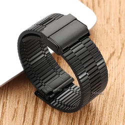 Premium Stainless Steel Watch Strap Bracelet with Folding Buckle - Quick Release Replacement Strap - 20mm (Black)