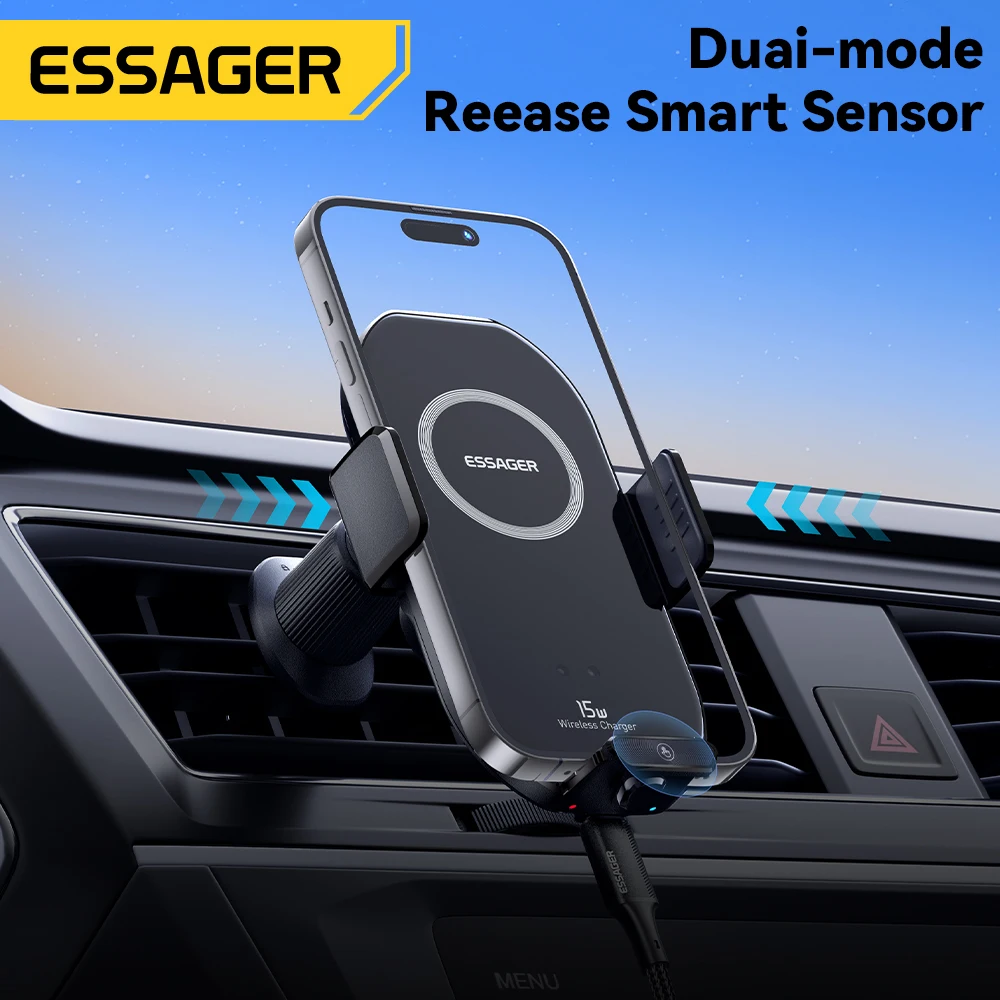 Essager 15W QI Car Mounts Wireless Chargers Car Holder Charger Aircon Vent For iPhone 15 14 13 12 Pro Max Huawei  Xiaomi Samsung