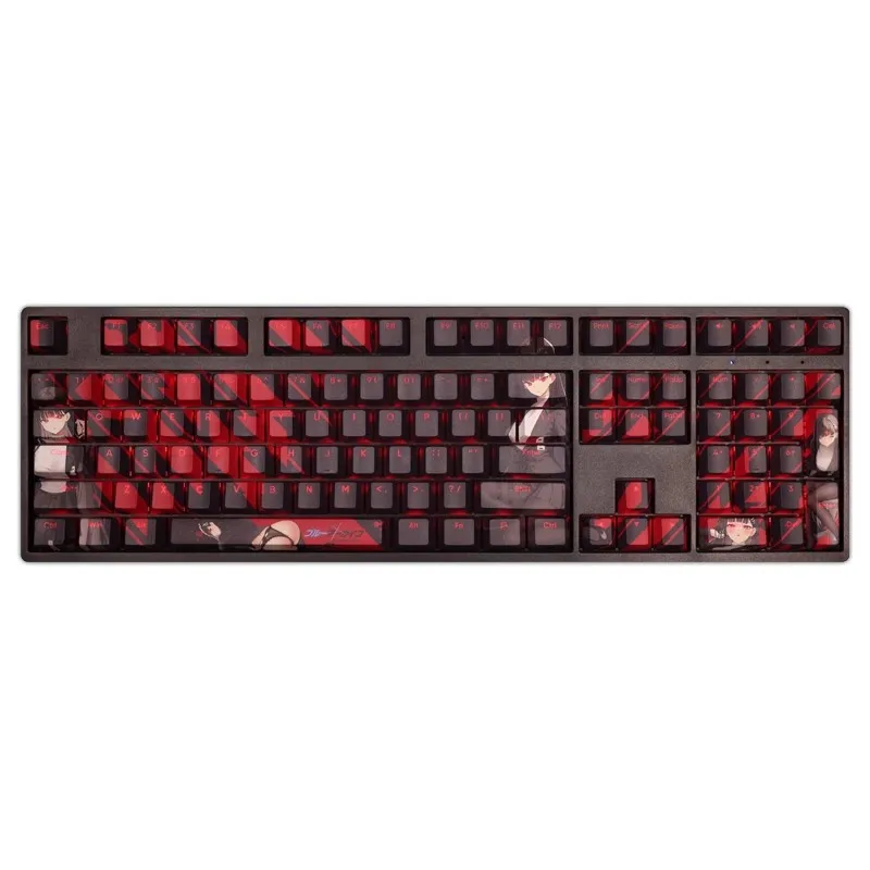 Azul Arquivo-felicia Mitsuki Backlit Keycaps Cartoon Jogo de Anime Pbt Caps Chave 61 87 104 108 Layout Perfil Cereja Set - Imagem 4