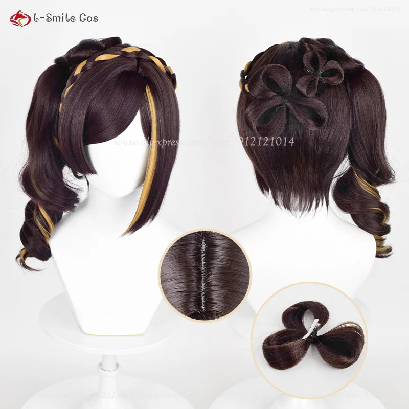 

Парики Chiori для косплея, термостойкие синтетические волосы диаметром 43 см, с короткими коричневыми прямыми желтыми волосами, для Хэллоуина, искусственные аниме с шапочкой