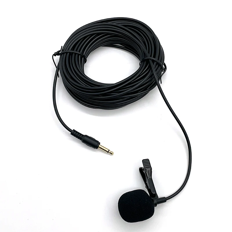 10m Extended Cable Lavalier Microphone Outdoor Live broadcasting Microphone Collar Clip Mic for Amplifier Mobile Phone mic stand