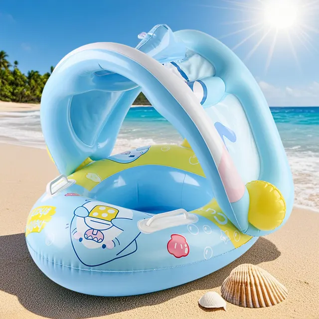 1PC Blue & Pink Thickened Inflatable Seat Ring with Underarm Float Design, Summer Pool & Beach Party Essential for Kids 2