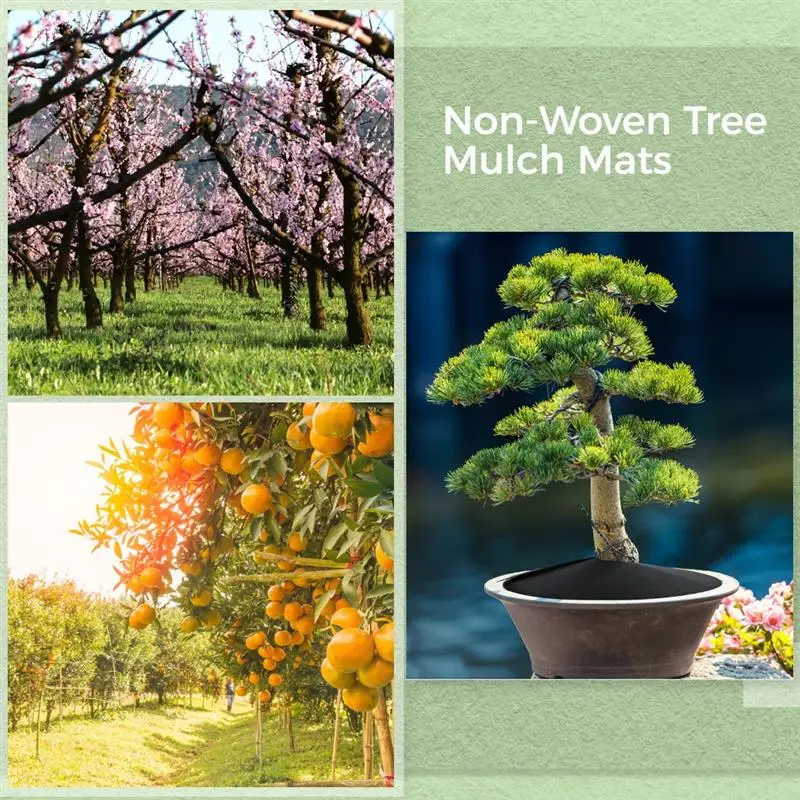 Tree Protection Weed Mat 6Pcs Round Tree Protector Mat 20 Landscape Staples Mulch Ring Protector Reusable Weed Barrier