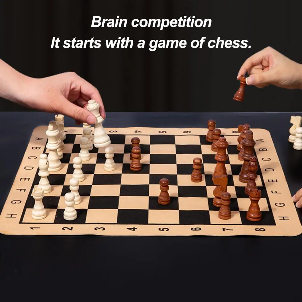 

Silent Chess Games Portable Travel Chess And Checkers Set Faux Leather Game Board Educational Chess Board Games for Kids Adults