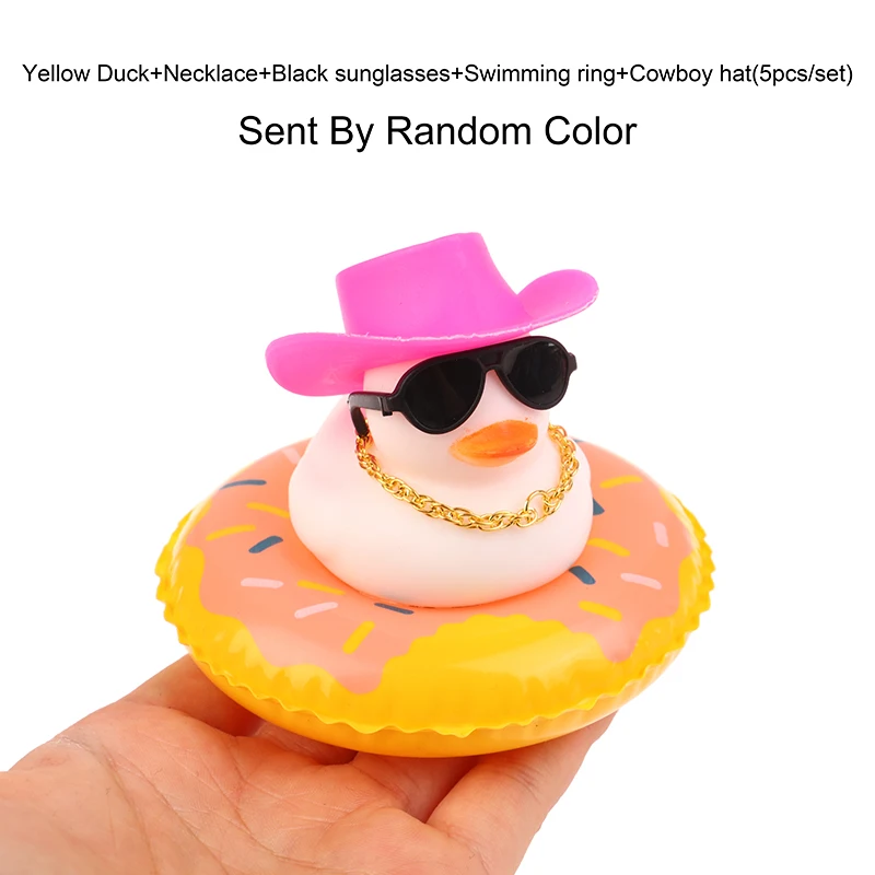 Wonuu 2 Piezas De Patos De Goma Con Gafas De Sol, Collar, Sombrero De Copa Para Automóvil, Decoración Del Hogar, Decoración De Mesa, Marrón Y Negro