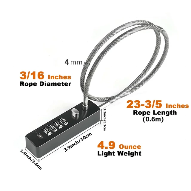 4 Digit Combination Cable Lock Reset Code for Bike Locker File Cabinet Padlock Hardware Furniture Anti-theft Lock 6