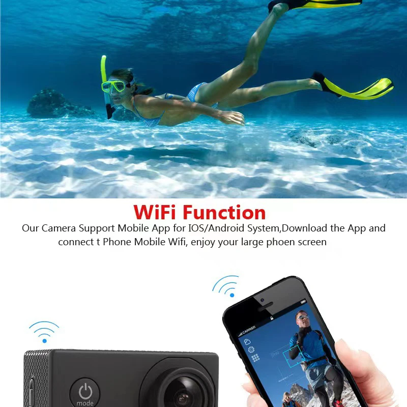 Mini WiFi Sports Camera HD1080P ultra HD waterproof recorder can record wide Angle underwater outdoor sports camera CAM