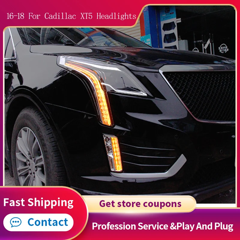 

Для Cadillac XT5 светодиодный фары 2016-2018 DRL дневные ходовые огни, динамический поворотный индикатор, передняя лампа