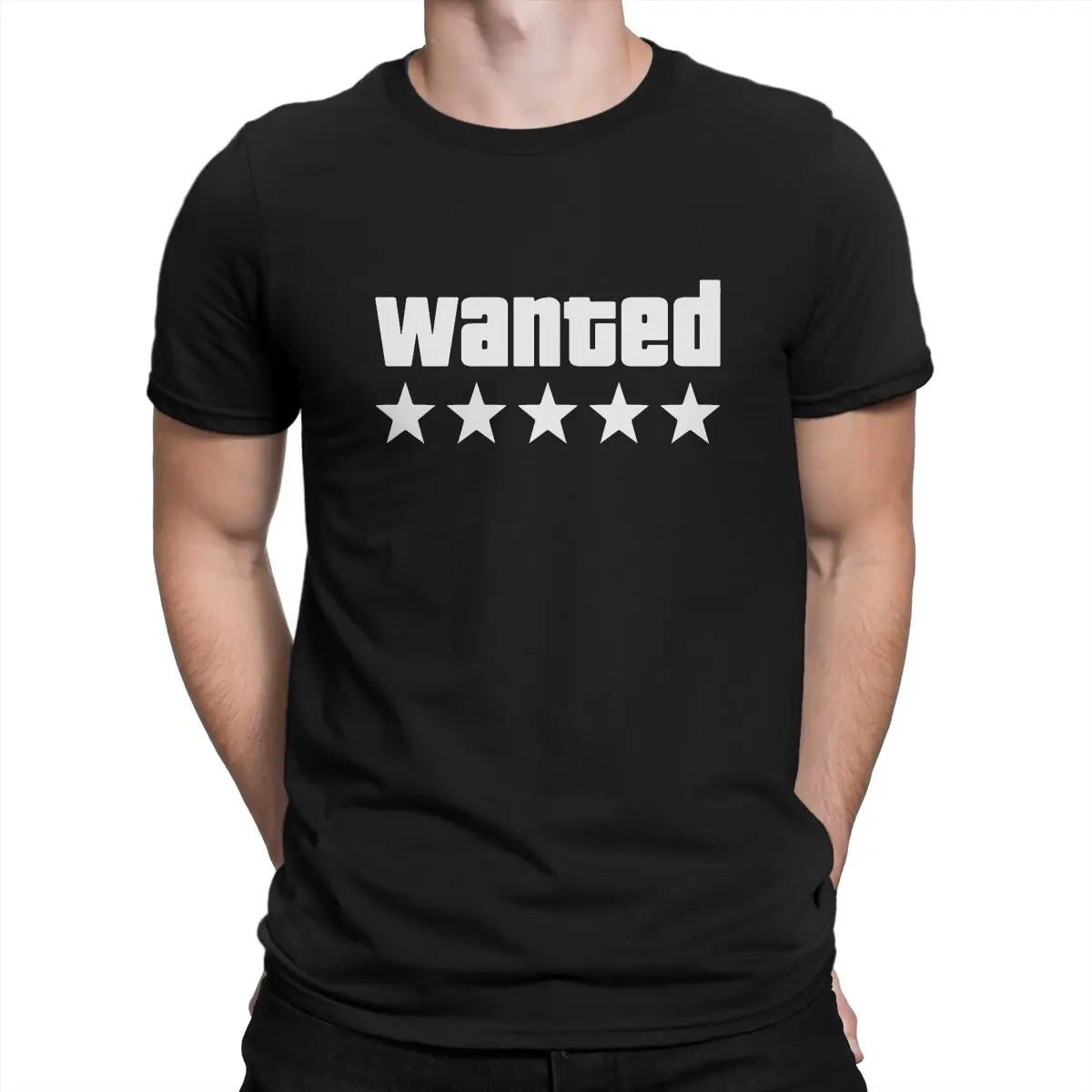 

WANTED T-Shirts Men GTA Grand Theft Auto Humorous Cotton Tee Shirt Round Collar Short Sleeve T Shirts Gift Idea Tops