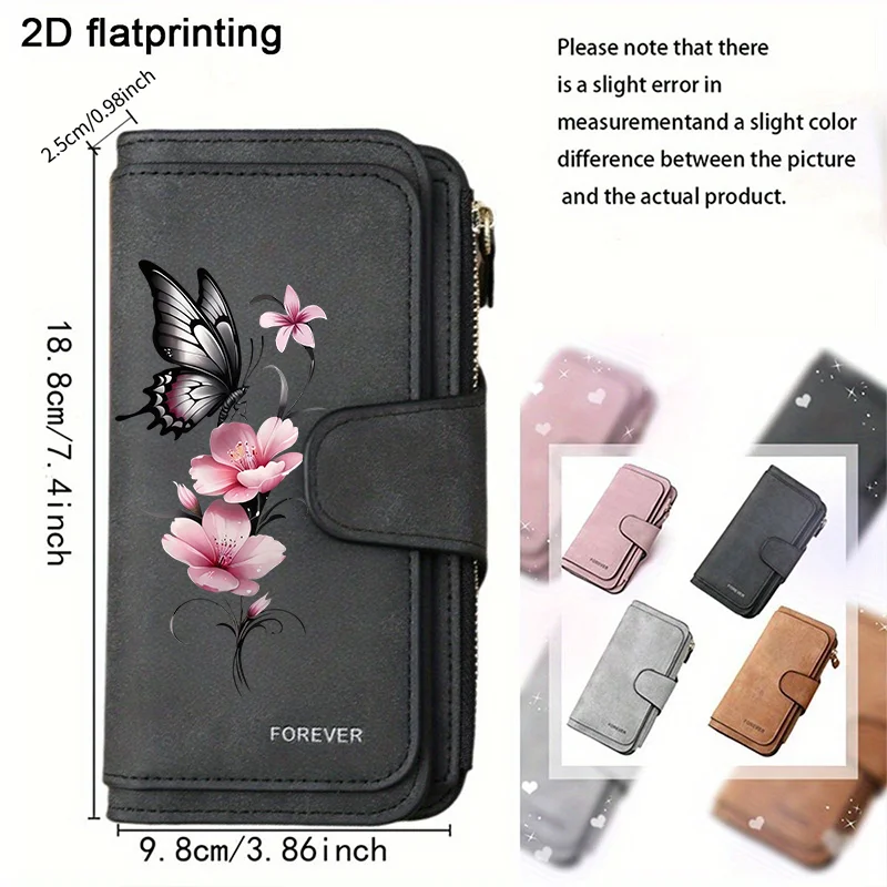 Long PU Leather Butterfly Flower Wallet with Zipper & Card Holder Saf9e664c57944cd69b6017c821d800cdL
