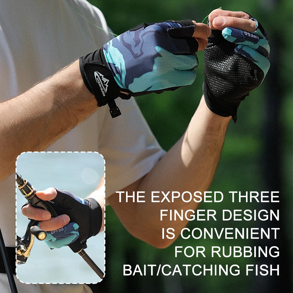 WAALK FISH Sun Protection Waterproof Fishing Gloves UPF50