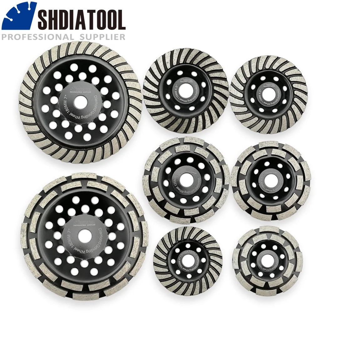 SHDIATOOL Diamond Turbo Row Grinding Cup Wheel Grinding Disc Diameter 4"/100mm 4.5"/115mm 5"/125mm 7"/180mm 1pc