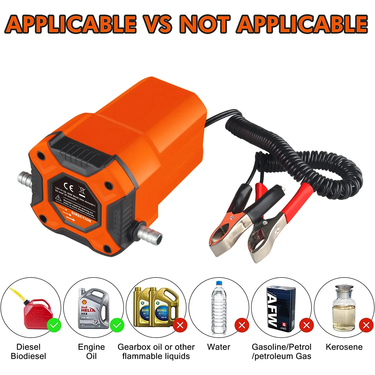 12V Car Electric Oil Extractor Transfer Pump 80W Mini Fuel Engine Oil/Crude Oil Fluid Suction Pump with Tubes For Auto Boat