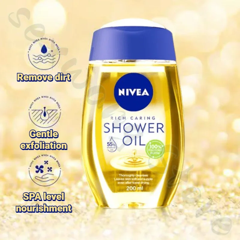 NIVEA Moisturizing and Nourishing Shower Oil 200ml Body Makeup Remover Deep Cleansing and Rejuvenating Shower Gel