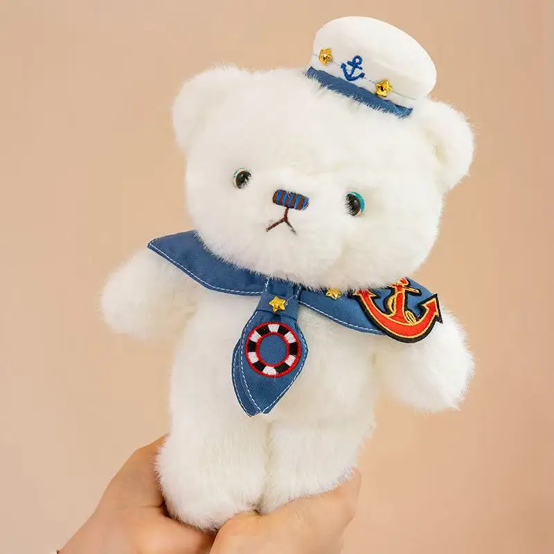 New 1pc 30cm Cute White Bear Plush Toys Cartoon Navy Uniform Stuffed Animal Doll Lovely Children Accompany Birthday Xmas Gift