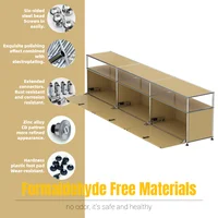 Modern Modular Low TV Cabinet｜3-Tier Sideboard with Drop Doors｜Steel Frame Storage Bench Unit | Minimalist Low Media Console 2