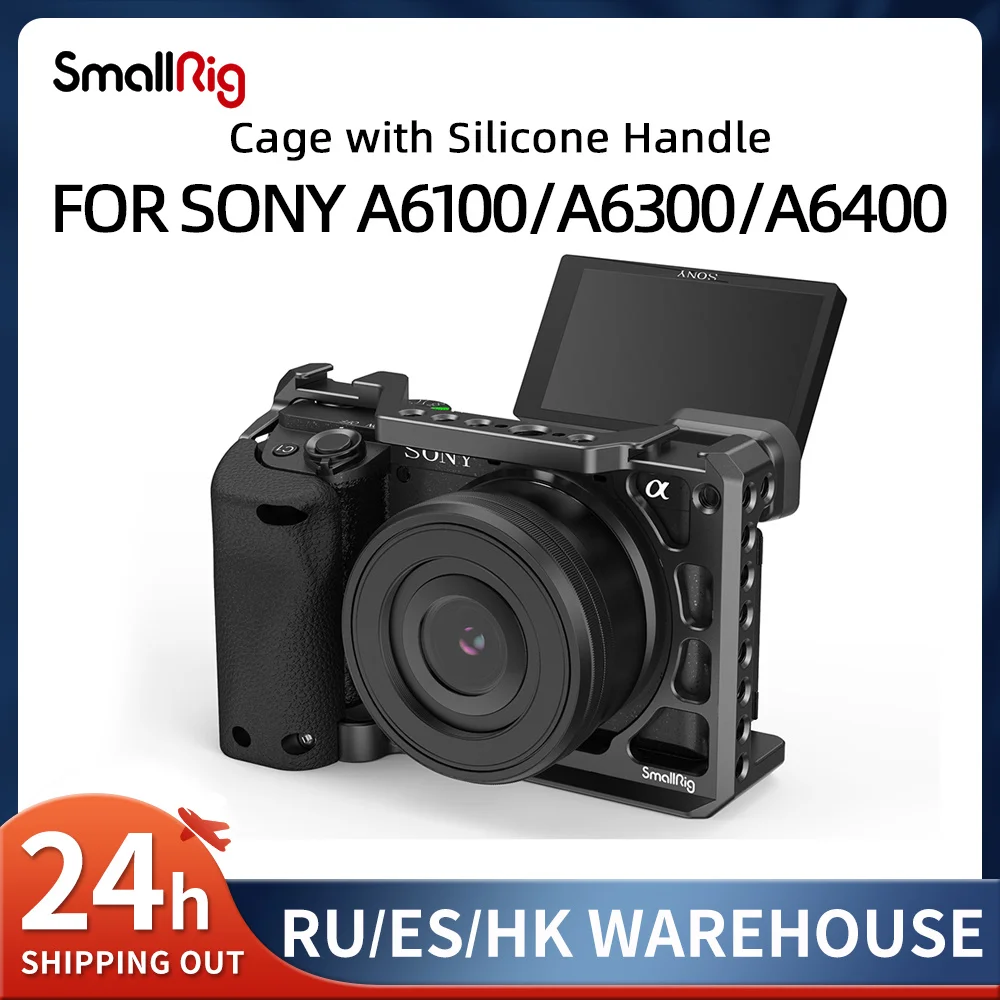 Smallrig Dslr Sony A6400 Camera Cage Rig Con Impugnatura In Silicone E Scarpa Fredda Per Fotocamera Sony A6100/A6300/A6400 3164