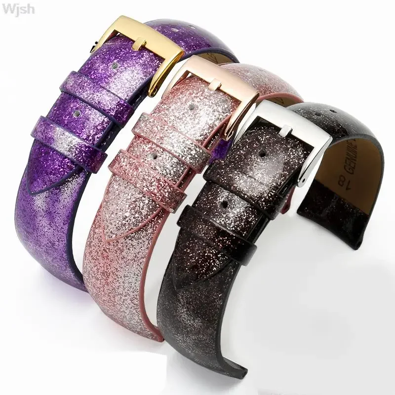 

Ремешок из натуральной кожи для женских часов, черный браслет из лакированной кожи, Часовые аксессуары, 12 мм 14 мм 16 мм 18 мм 20 мм