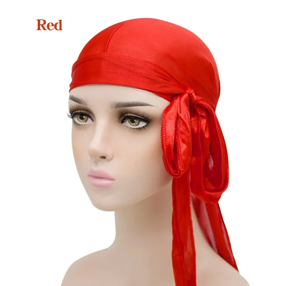 Unisex Silky Durags Bandanas Turban Hat Wigs Doo Men Satin Durag Biker Headwear Headband Hair Accessories Extra Long Tail Du-Rag 6