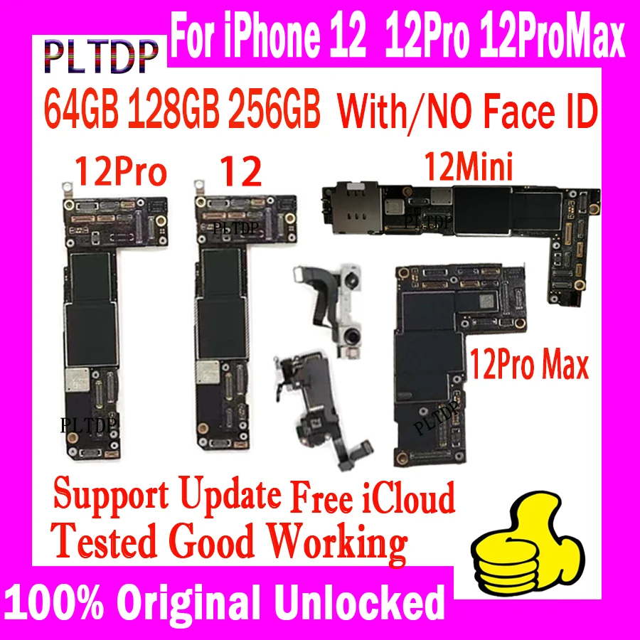 

Original Clean iCloud For iphone 12 Pro Max Motherboard With Face ID Support Update For iphone 12 Mini Mainboard Unlocked Plate