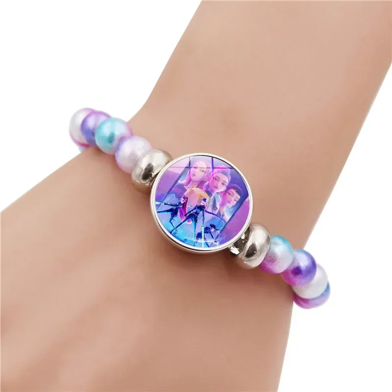Kpop Demon Hunter HUNTR/X & Derpy Beaded Bracelets – Anime K-Pop Character Stretch Bracelet Set