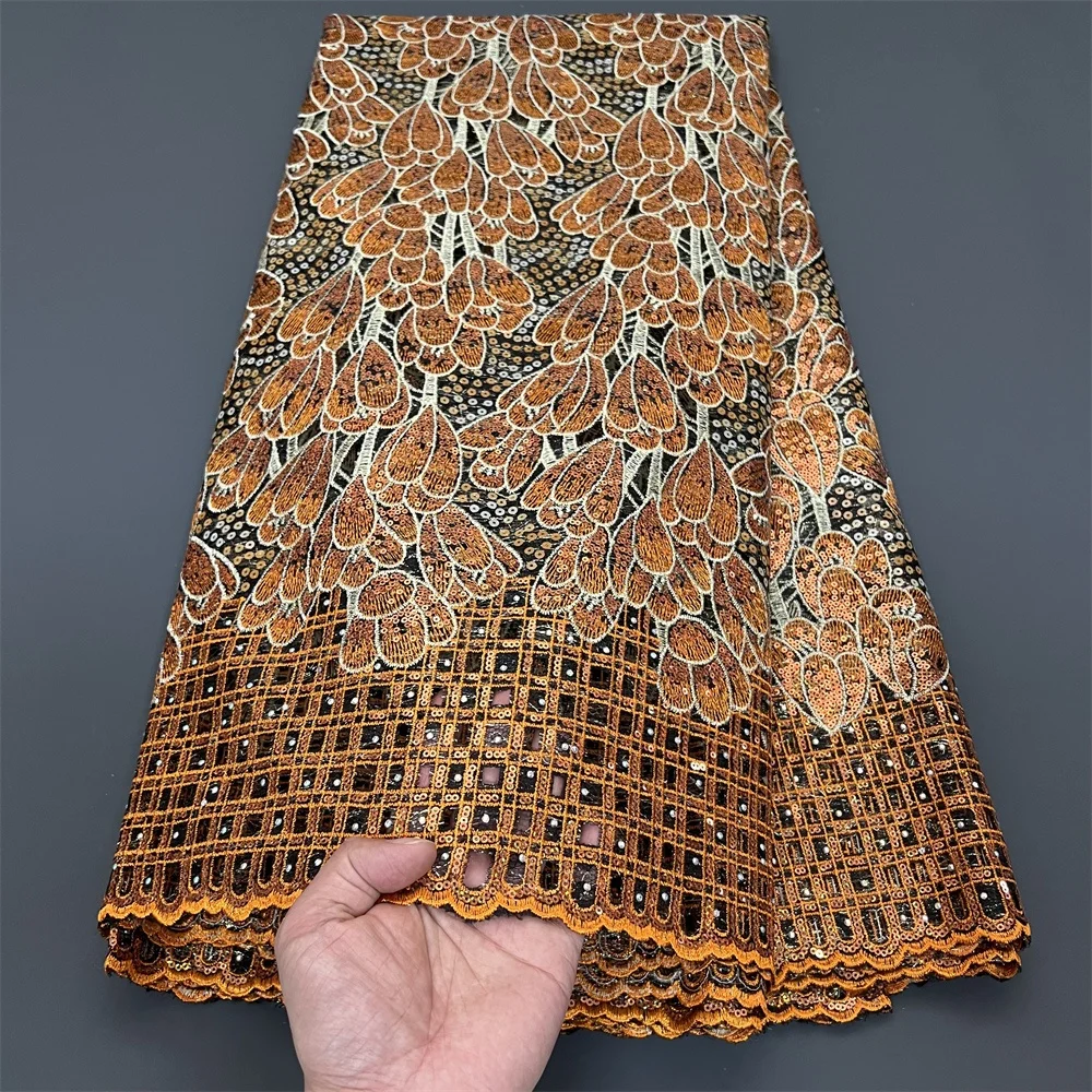 2025 High Quality African Nigerian Lace Fabric Embroidery Tulle Guipure Sequins For Wedding/Bridal Gowns Dress Net Cloth 5 yards 1