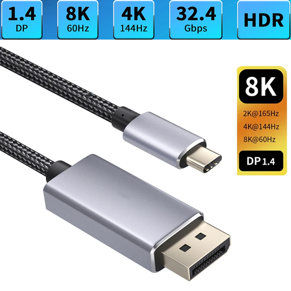 miste dig selv Seneste nyt kradse Usb-c Displayport 1.4 | Type C Displayport | Displayport Pd | Type C Dp 1.4  | Thunderbolt 3 - Audio & Video Cables - Aliexpress