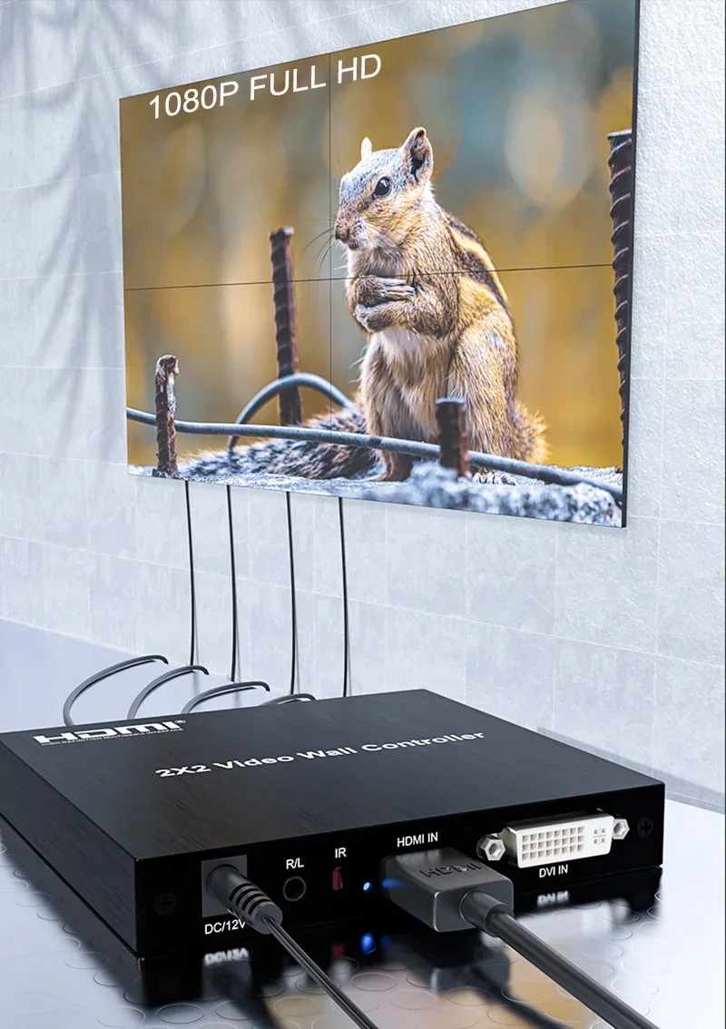 4K 1080p 2x2 video wall controller TV splicing box processor 1x2 1x3 1x4 2x1 3x1 4x1 HDMI 4 screen splicer edge adjustment RS232 hdmi splitter converter hdmi switch