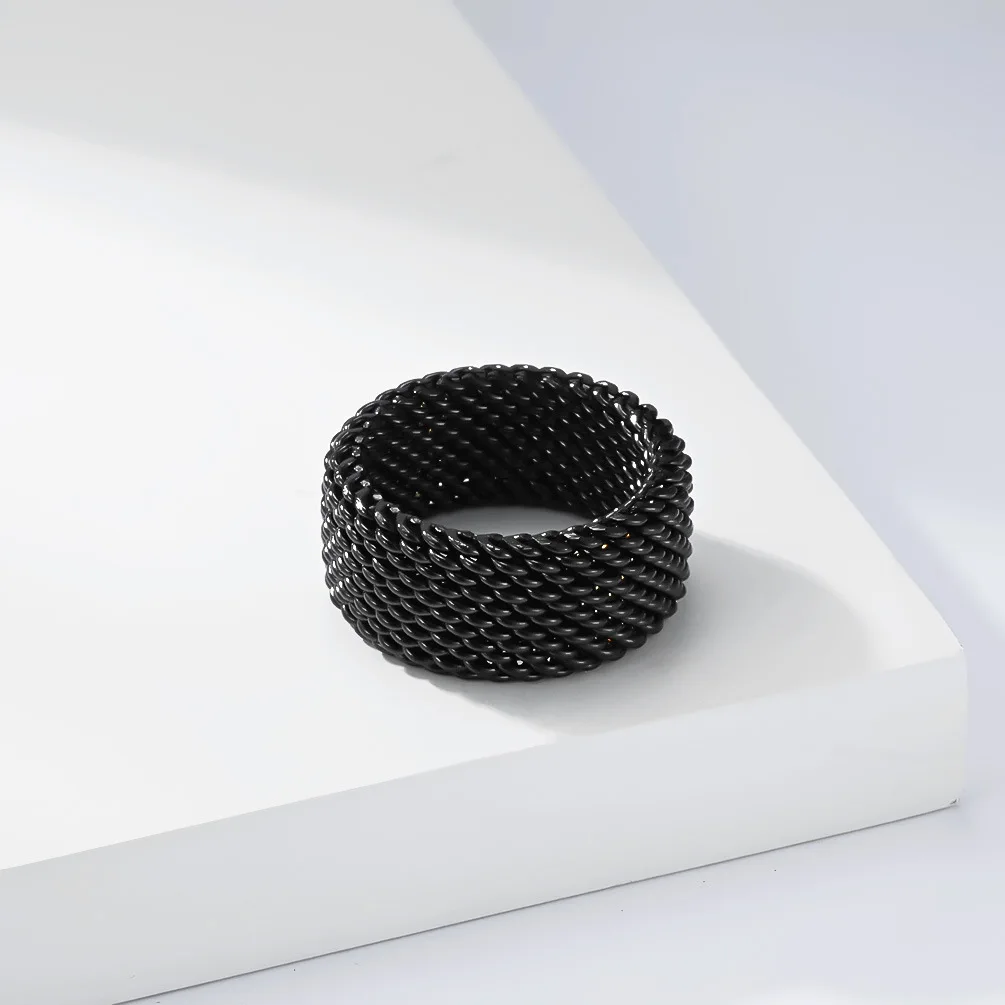 Anello Intrecciato in Acciaio Inossidabile alla Moda, Anelli Geometrici Minimalisti per Uomo e Donna, Gioielli Unici Estetici Impilabili Streetwear - immagine 2