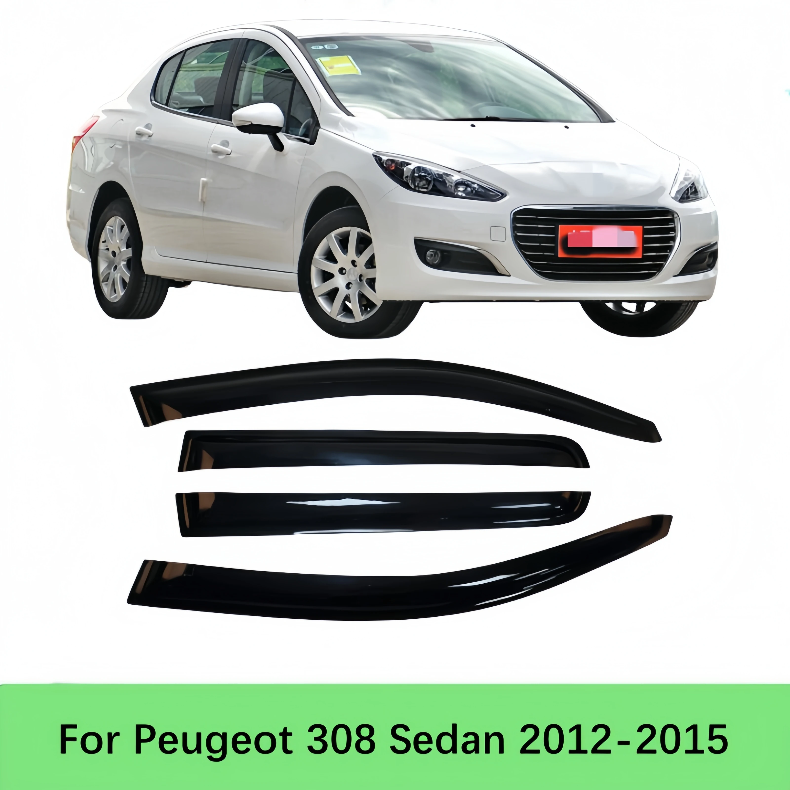 

For Peugeot 308 Sedan 2012-2015 Window Visor Sun Rain Deflector Guard Awnings Shelters Cover Trim Car Styling Accessories