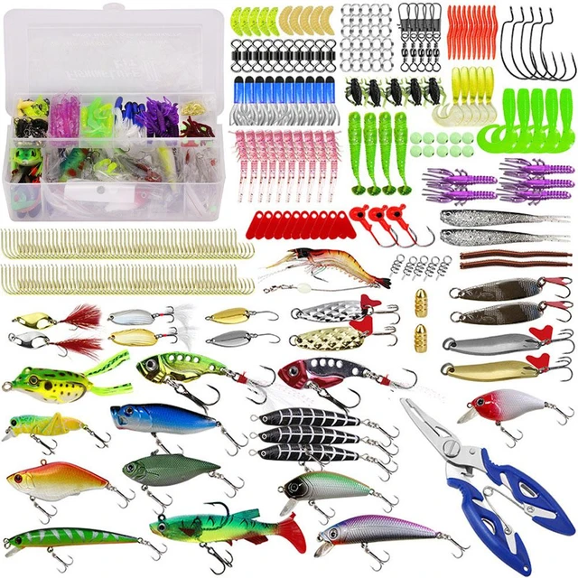 301PCS Fishing Lures Tackle Box Bass Fishing Baits Including Kit