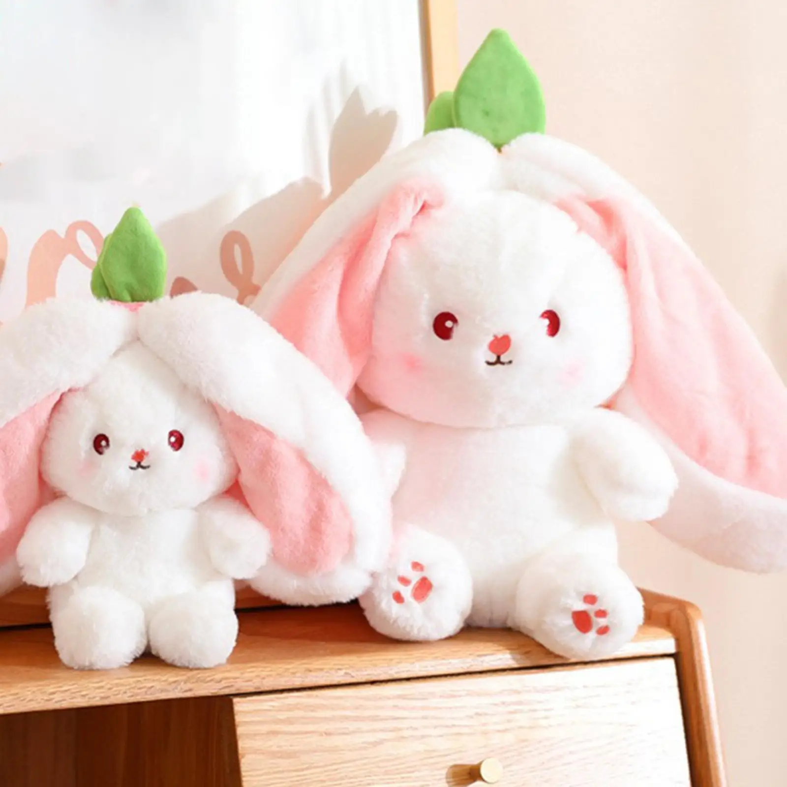 

Bunny pillow with Zipper Cushion Cute for Birthday Halloween Easter 35cm pink