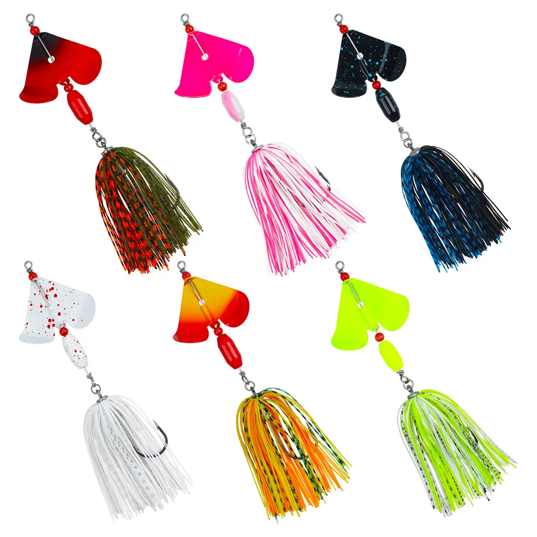 6Pcs Spinnerbait Angeln Lockt Kit Set Bass Angeln Buzzbait Mehrfarbige Bass Forelle Lachs Metall Spinner Köder Schwimmen Jigs angeln – Detail 6