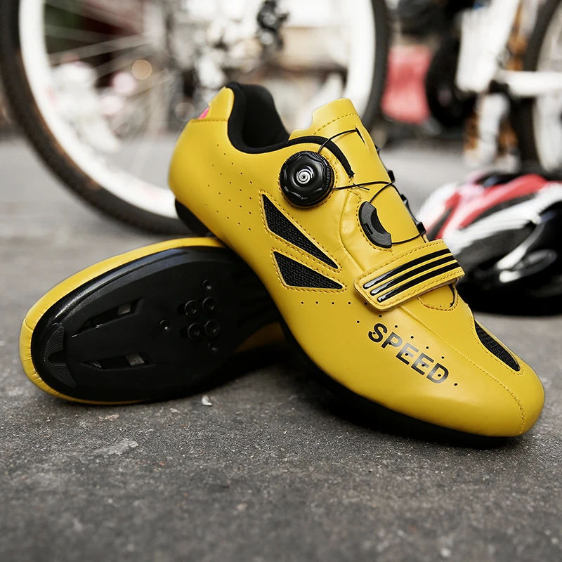 Male Big Size 36-47 Outdoor Road Cycle Sport Shoes Yellow Mens Athletic Fitness Outside Cycling Training Bicycle Racing Shoes