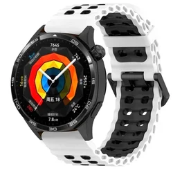 Breathable 22mm Silicone Sports Strap - Huawei Watch 5 46mm (White black)