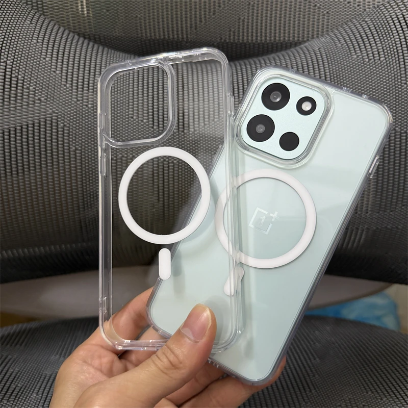 Magnetic Transparent Acrylic Phone Case with Protective Bumper
