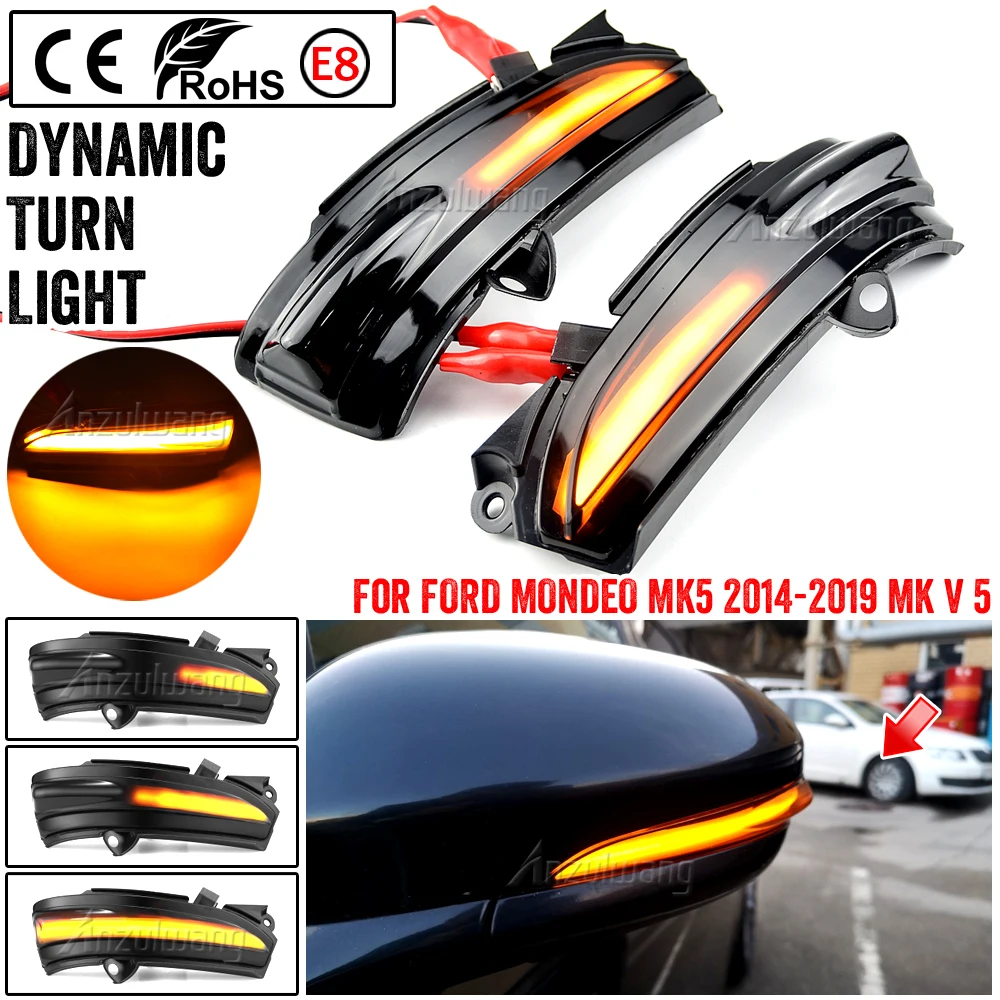 

LED Dynamic Turn Signal Side Mirror Blinker Indicator Sequential Light For FORD MONDEO MK5 2014-2020 MKV 5